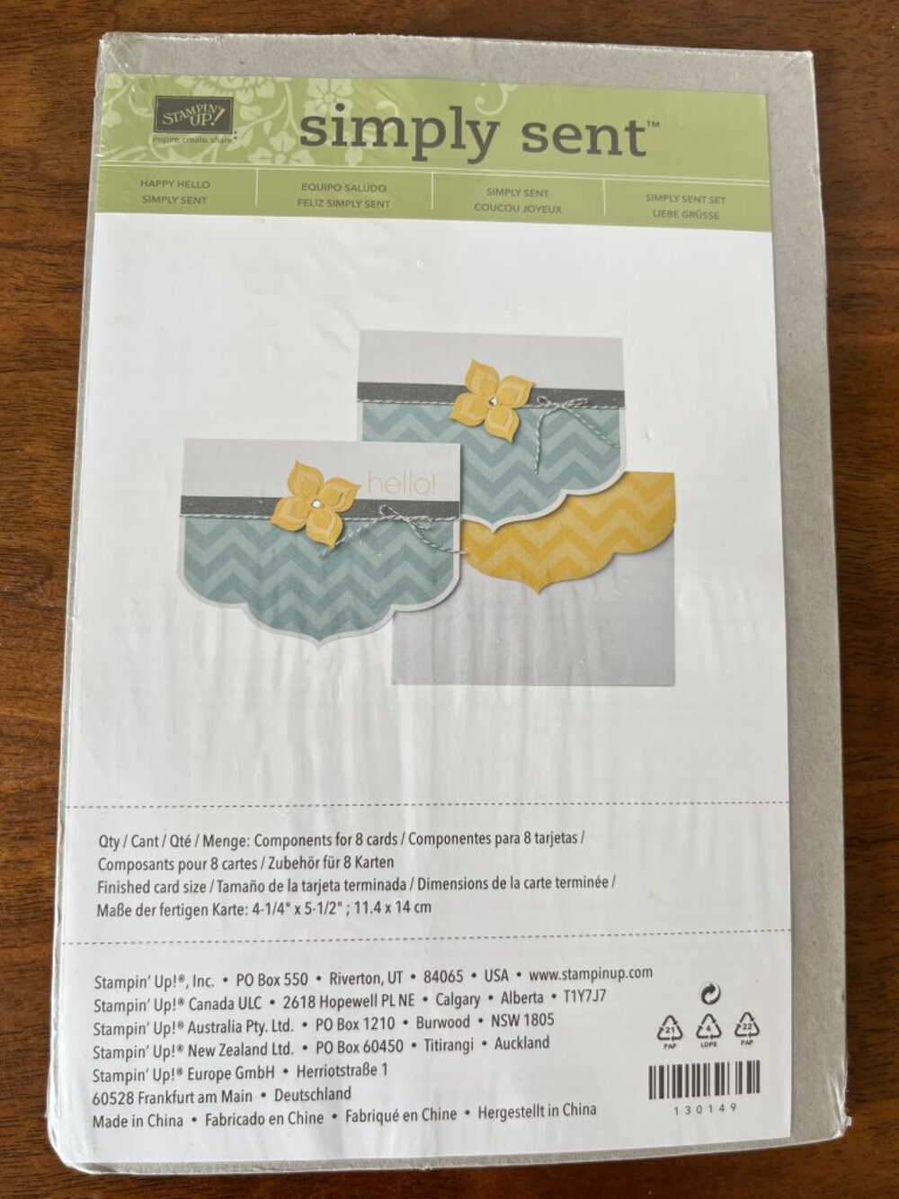 Stampin' Up! Simply Sent Happy Hello Card Kit for 8 DIY Art Cards Blue Yellow
